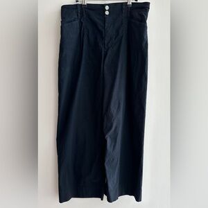 Anthropologie Women’s Wide Leg Cropped Black Linen Blend Pants, Size 31